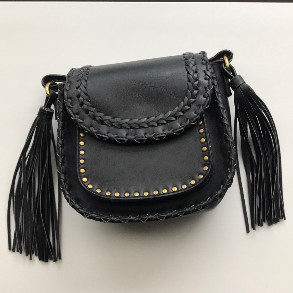 Tassel studded satchel